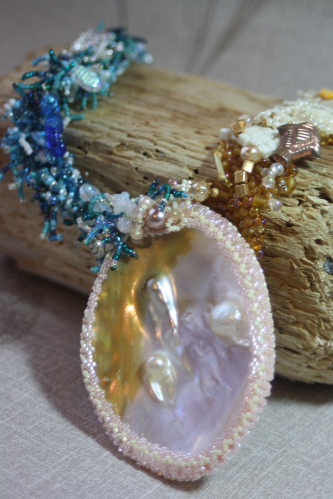 Close up of Sea Necklace by Amanda Crago of Bowerbird Jewellery