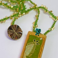 green fern washi paper domino pendant