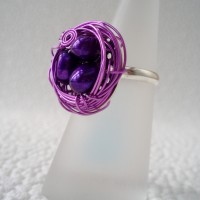 Purple Pearl Birds Nest ring