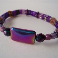 Purple metallic beaded bangle by Amanda Crago, Bowerbird Jewellery