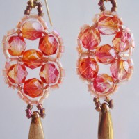 Peach Firepolished Crystal bead Earrings by Amanda Crago of Bowerbird Jewellery