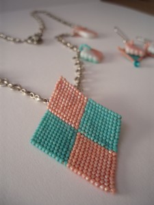 Art Deco Peachy Pendant project from Beadworkers Guild Journal, April 2010