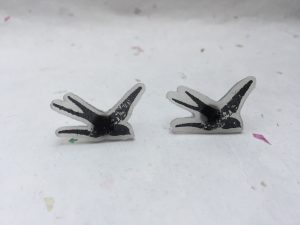 shrink plastic swallow earrings