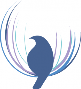 Logo of Bowerbird Jewellery featuring a blue bird siting within a circular bower