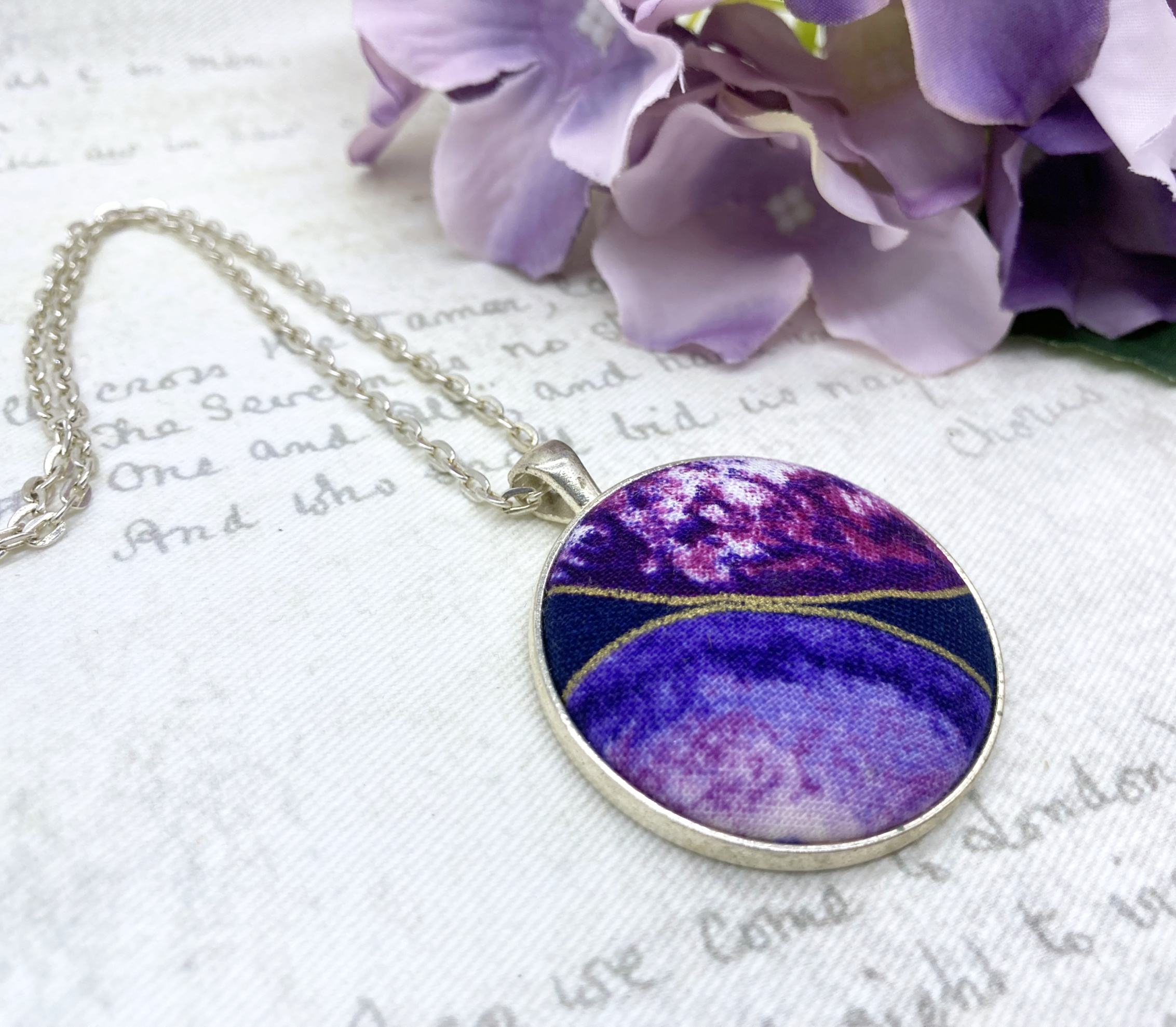 purple geode sp pendant angle by Bowerbird Jewellery